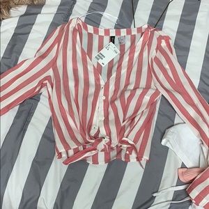 Pink and white blouse